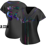 Grant Wolfram Women's Milwaukee Brewers Black Holographic Replica Alternate Jersey