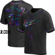 Grayson Rodriguez Men's Baltimore Orioles Black Holographic Replica Alternate Jersey