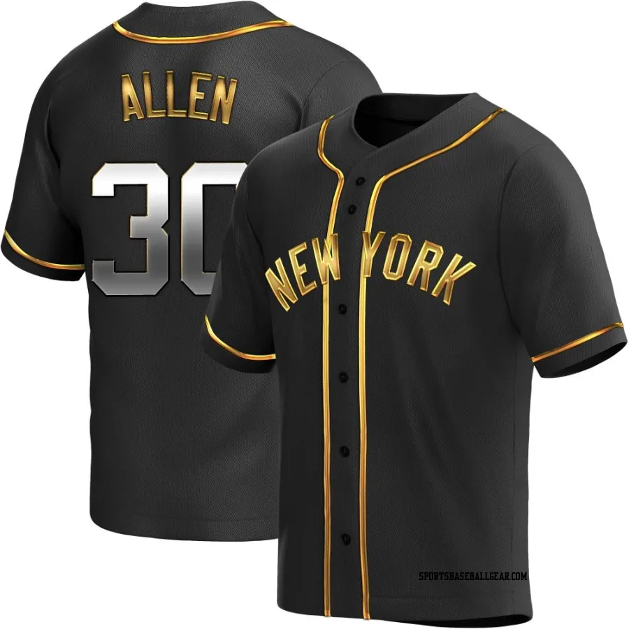 Greg Allen Men's New York Yankees Black Golden Replica Alternate Jersey