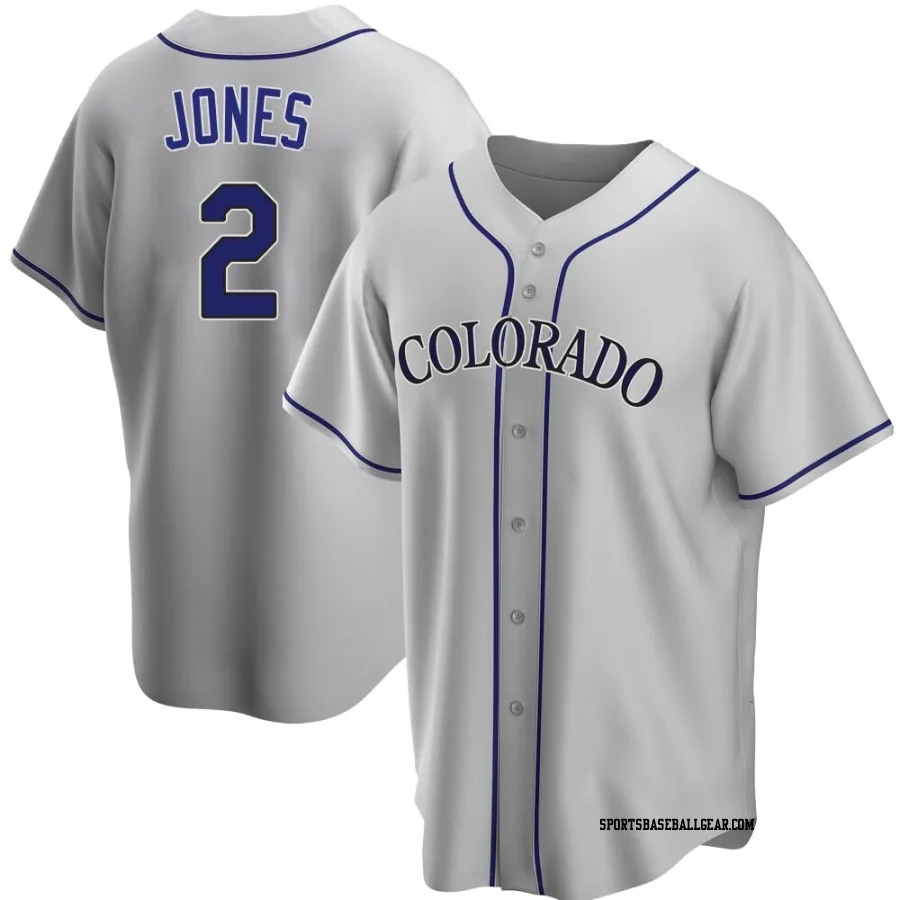 Greg Jones Men's Colorado Rockies Gray Replica Road Jersey