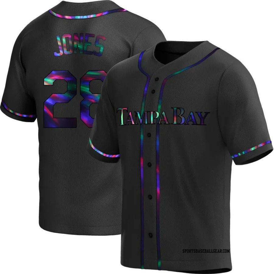 Greg Jones Men's Tampa Bay Rays Black Holographic Replica Alternate Jersey