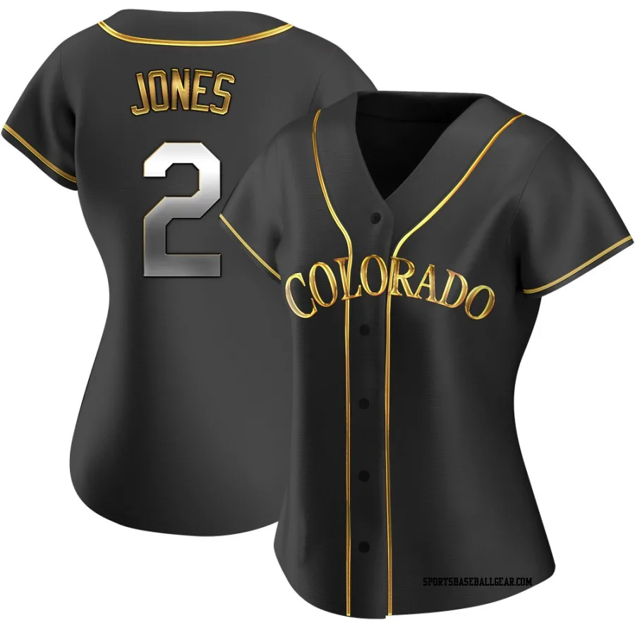 Greg Jones Women's Colorado Rockies Black Golden Replica Alternate Jersey