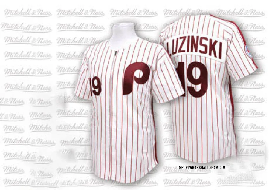 Greg Luzinski Men's Philadelphia Phillies White/Red Replica Strip Throwback Jersey