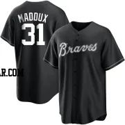 Greg Maddux Men's Atlanta Braves Black/White Replica Jersey