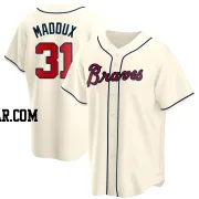 Greg Maddux Men's Atlanta Braves Cream Replica Alternate Jersey