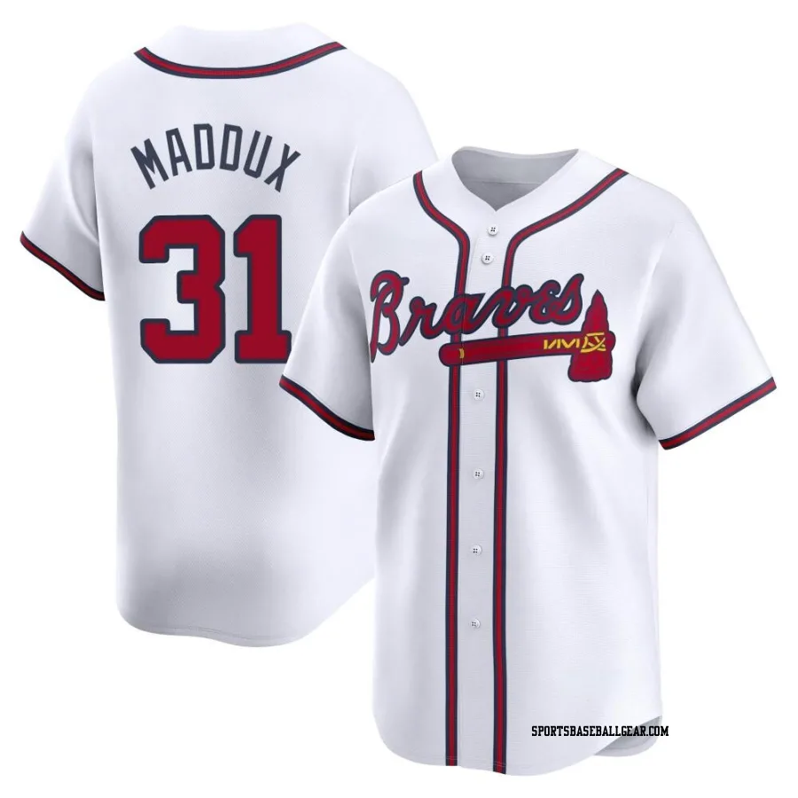 Greg Maddux Men's Atlanta Braves White Limited Home Jersey