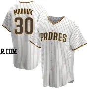 Greg Maddux Men's San Diego Padres White/Brown Replica Home Jersey