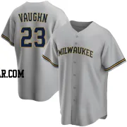 Greg Vaughn Men's Milwaukee Brewers Gray Replica Road Jersey