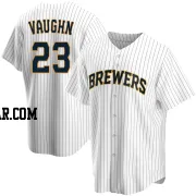 Greg Vaughn Men's Milwaukee Brewers White Replica Home Jersey