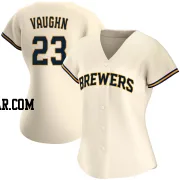 Greg Vaughn Women's Milwaukee Brewers Cream Replica Home Jersey