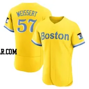 Greg Weissert Men's Boston Red Sox Gold/Light Authentic Blue 2021 City Connect Jersey