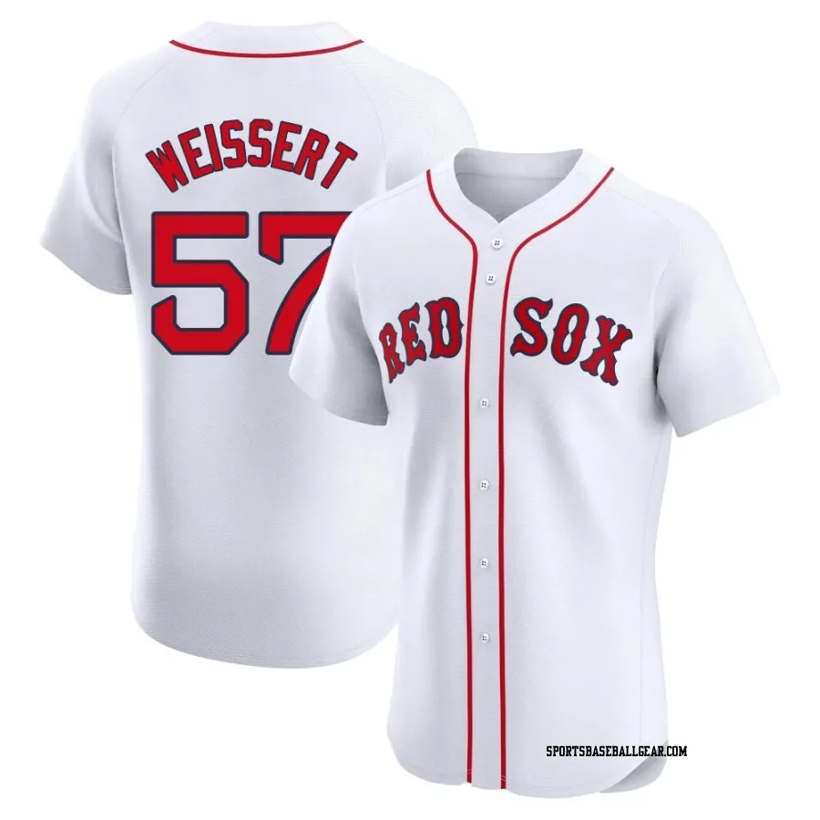 Greg Weissert Men's Boston Red Sox White Elite Home Patch Jersey