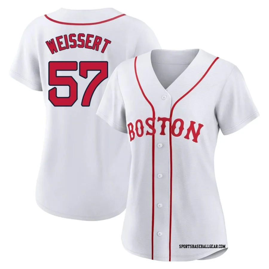 Greg Weissert Women's Boston Red Sox White Replica 2021 Patriots' Day Jersey