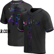 Gregory Santos Men's Seattle Mariners Black Holographic Replica Alternate Jersey