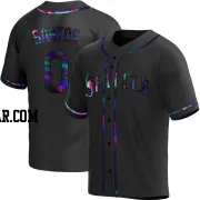 Gregory Santos Men's Seattle Mariners Black Holographic Replica Alternate Jersey