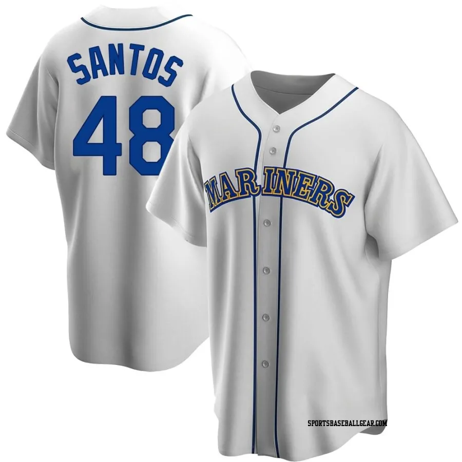 Gregory Santos Men's Seattle Mariners White Replica Home Cooperstown Collection Jersey