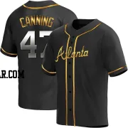 Griffin Canning Men's Atlanta Braves Black Golden Replica Alternate Jersey