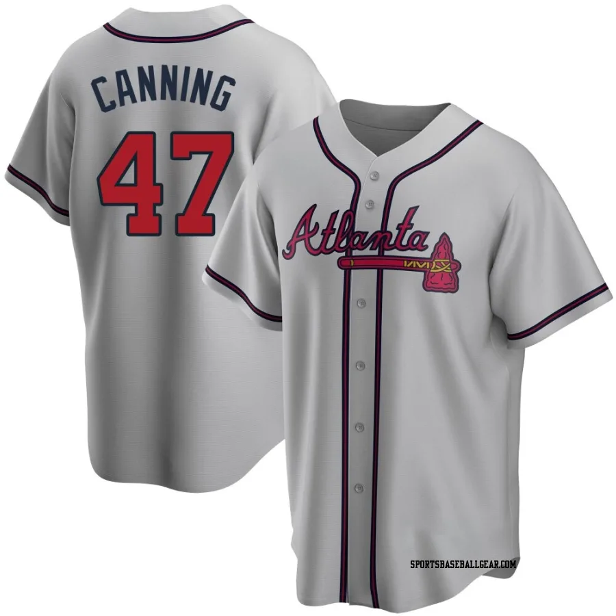 Griffin Canning Men's Atlanta Braves Gray Replica Road Jersey