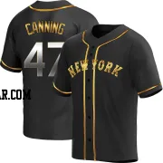 Griffin Canning Men's New York Mets Black Golden Replica Alternate Jersey