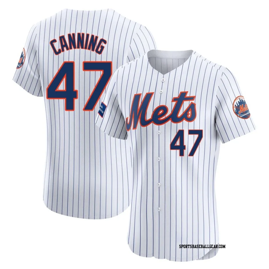 Griffin Canning Men's New York Mets White Elite Home Patch Jersey