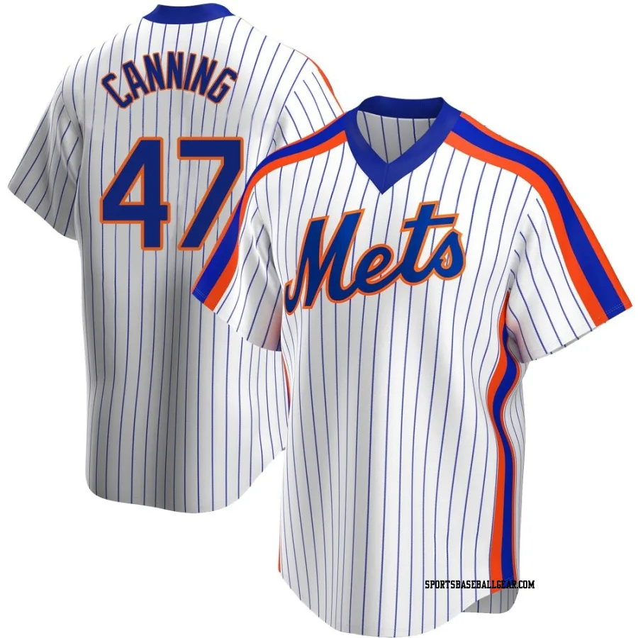 Griffin Canning Men's New York Mets White Replica Home Cooperstown Collection Jersey