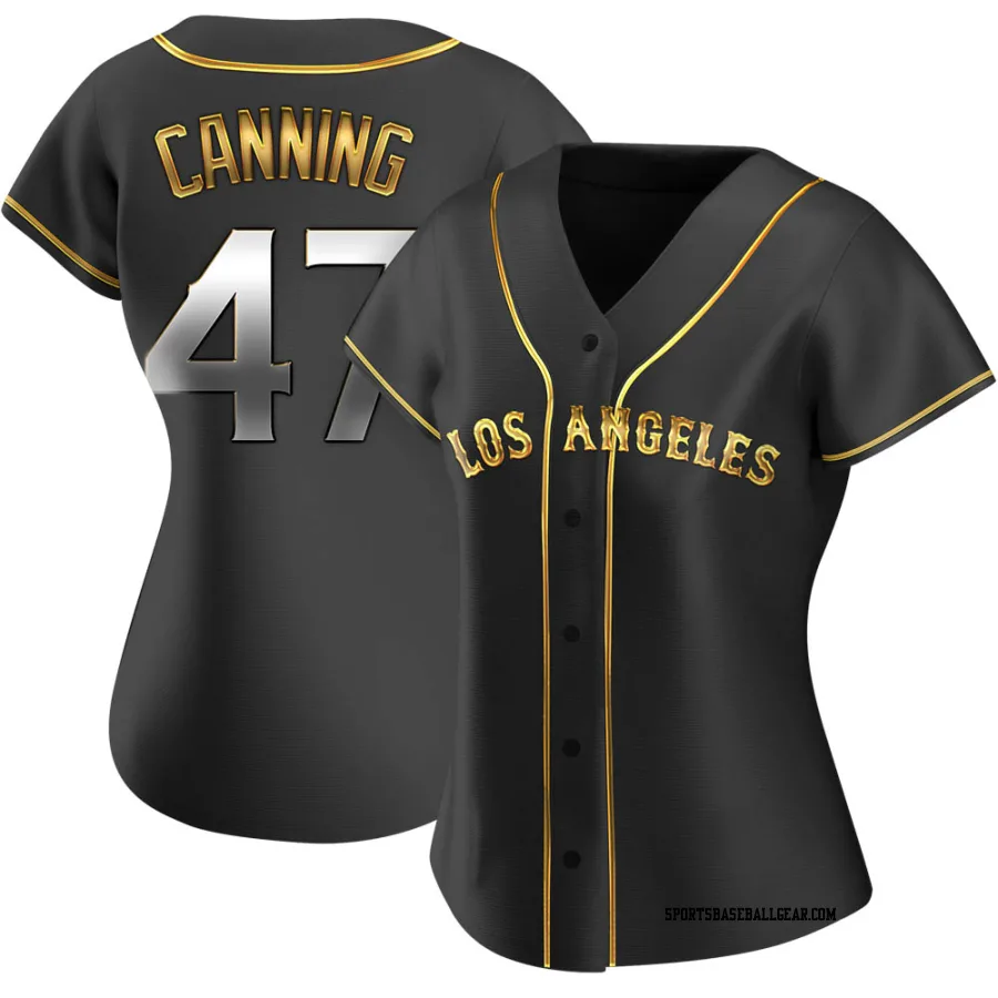 Griffin Canning Women's Los Angeles Angels Black Golden Replica Alternate Jersey