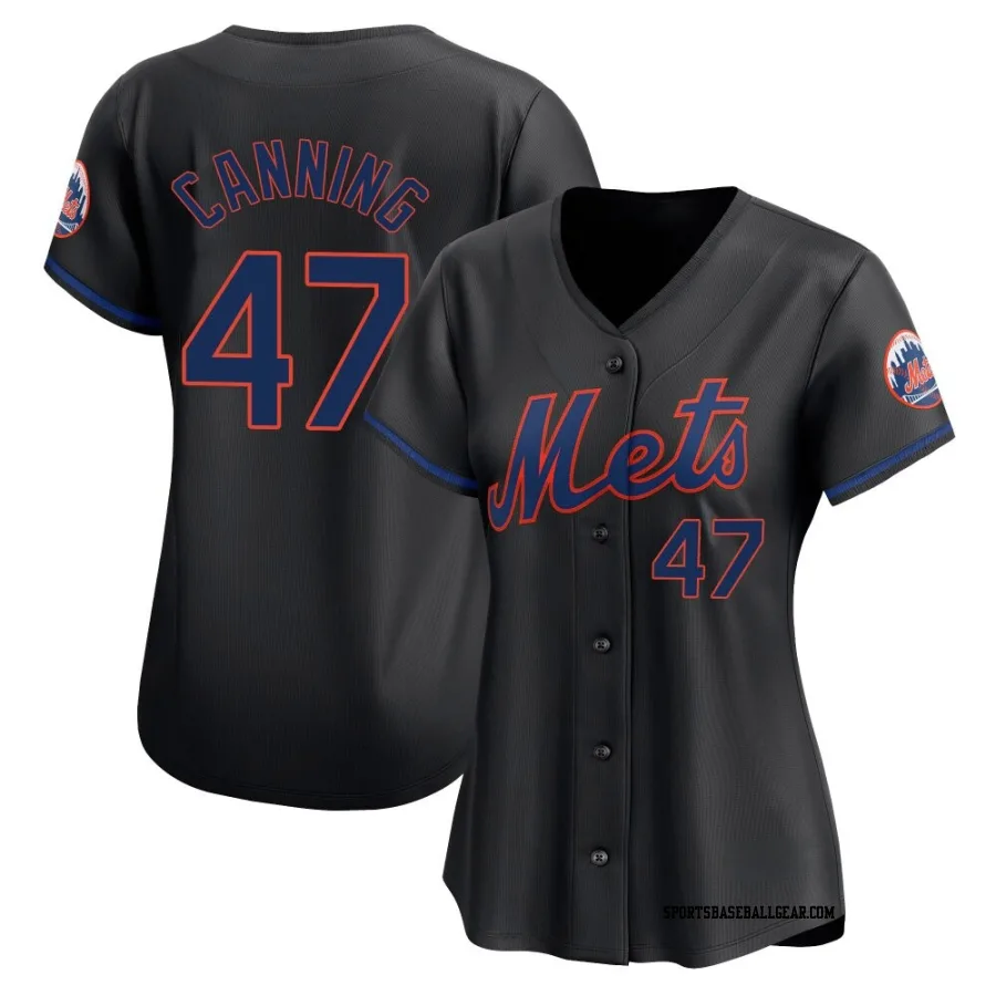 Griffin Canning Women's New York Mets Black Limited Alternate Jersey