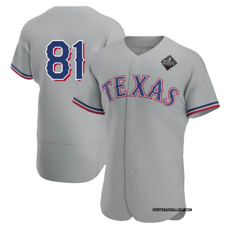 Griffin Cheney Men's Texas Rangers Gray Authentic Road 2023 World Series Jersey