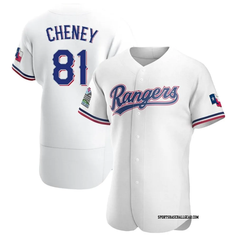 Griffin Cheney Men's Texas Rangers White Authentic Home Jersey