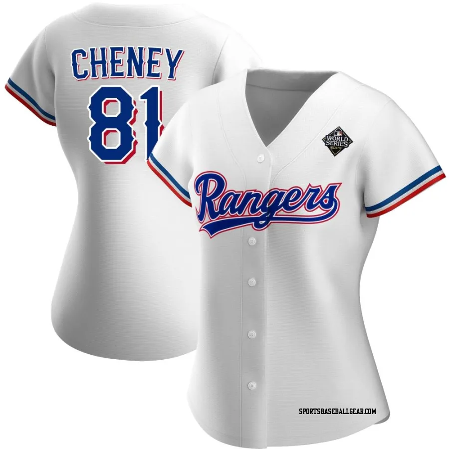 Griffin Cheney Women's Texas Rangers White Authentic Home 2023 World Series Jersey