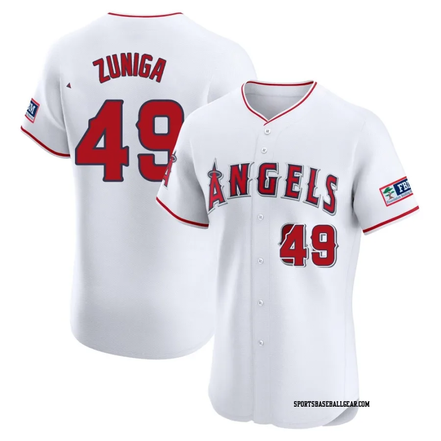 Guillo Zuniga Men's Los Angeles Angels White Elite Home Patch Jersey