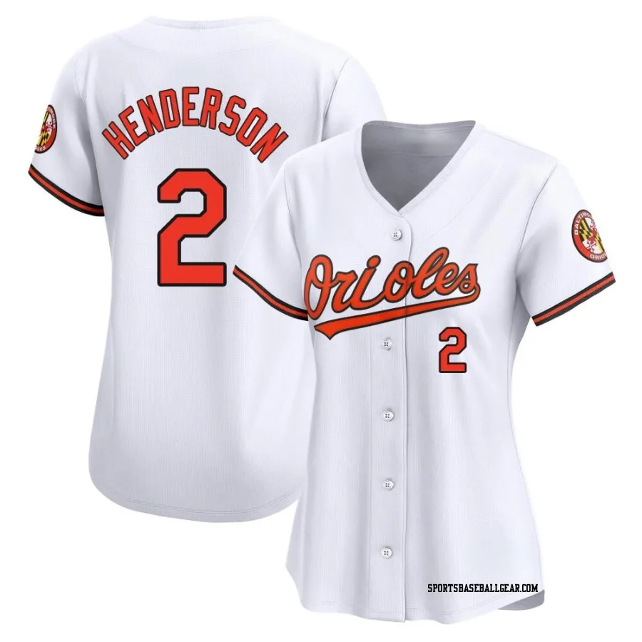 Gunnar Henderson Women's Baltimore Orioles White Limited Home Jersey