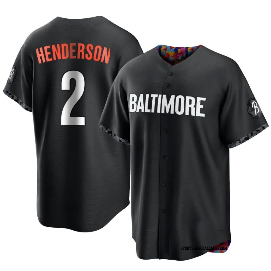 Gunnar Henderson Youth Baltimore Orioles Black Replica 2023 City Connect Jersey