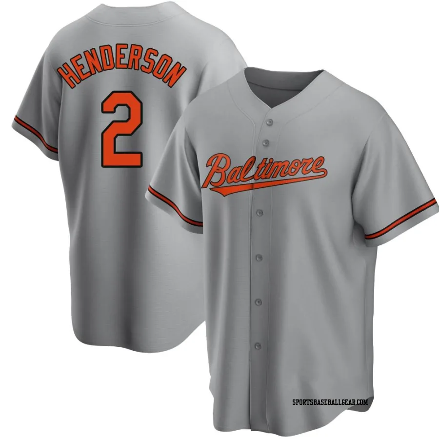 Gunnar Henderson Youth Baltimore Orioles Gray Replica Road Jersey