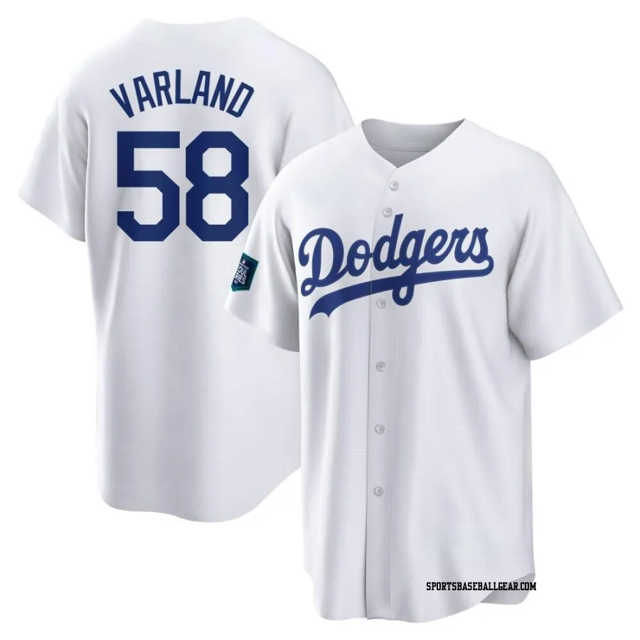 Gus Varland Men's Los Angeles Dodgers White Replica 2024 World Tour Seoul Series Home Jersey