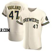 Gus Varland Men's Milwaukee Brewers Cream Authentic Home Jersey