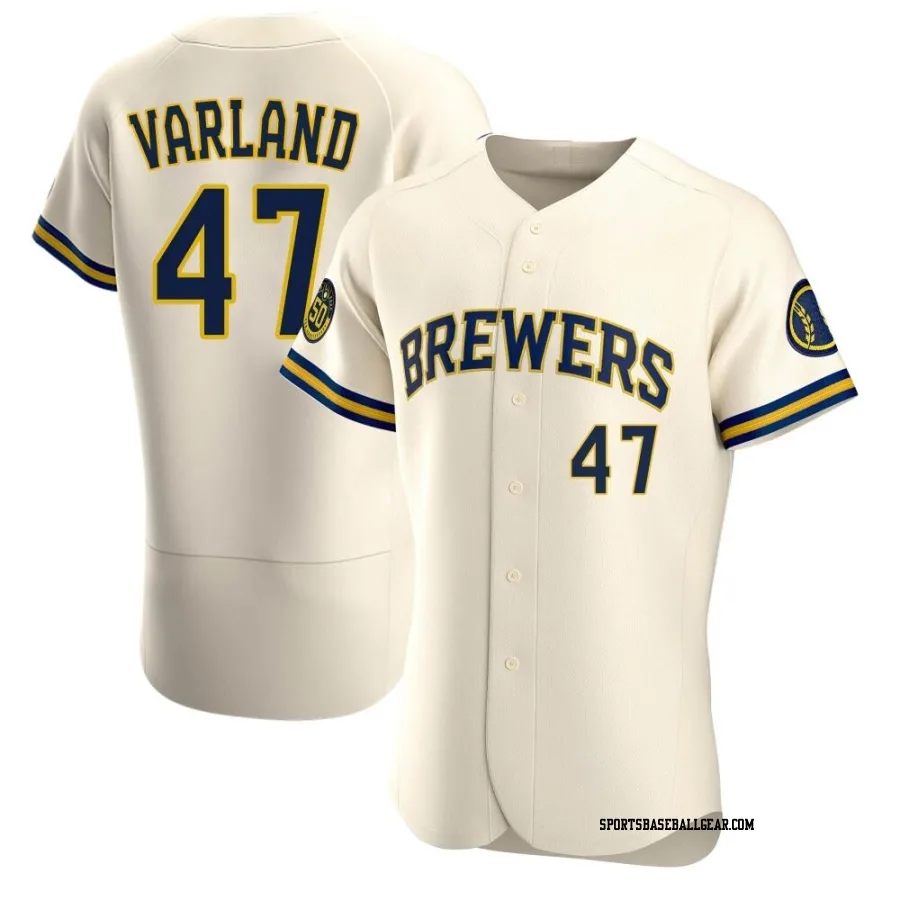 Gus Varland Men's Milwaukee Brewers Cream Authentic Home Jersey