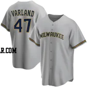 Gus Varland Men's Milwaukee Brewers Gray Replica Road Jersey