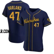 Gus Varland Men's Milwaukee Brewers Navy Authentic Alternate Jersey