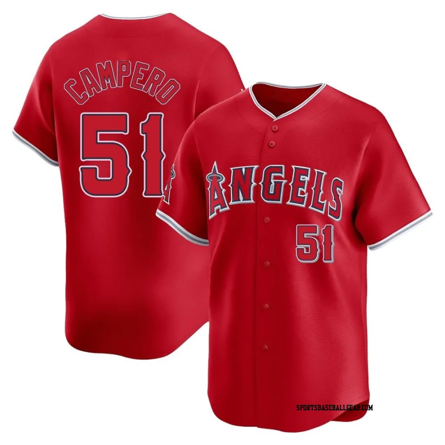 Gustavo Campero Youth Los Angeles Angels Red Limited Alternate Jersey