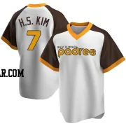 Ha-Seong Kim Men's San Diego Padres White Replica Home Cooperstown Collection Jersey