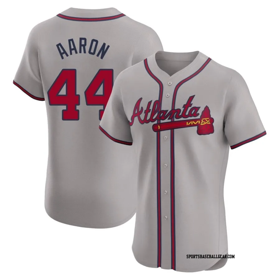 Hank Aaron Men's Atlanta Braves Gray Elite Road Jersey