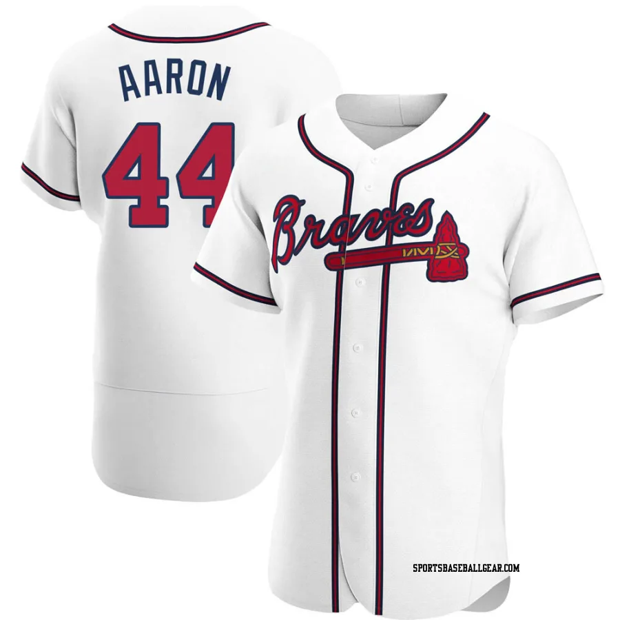 Hank Aaron Men's Atlanta Braves White Authentic Home Jersey