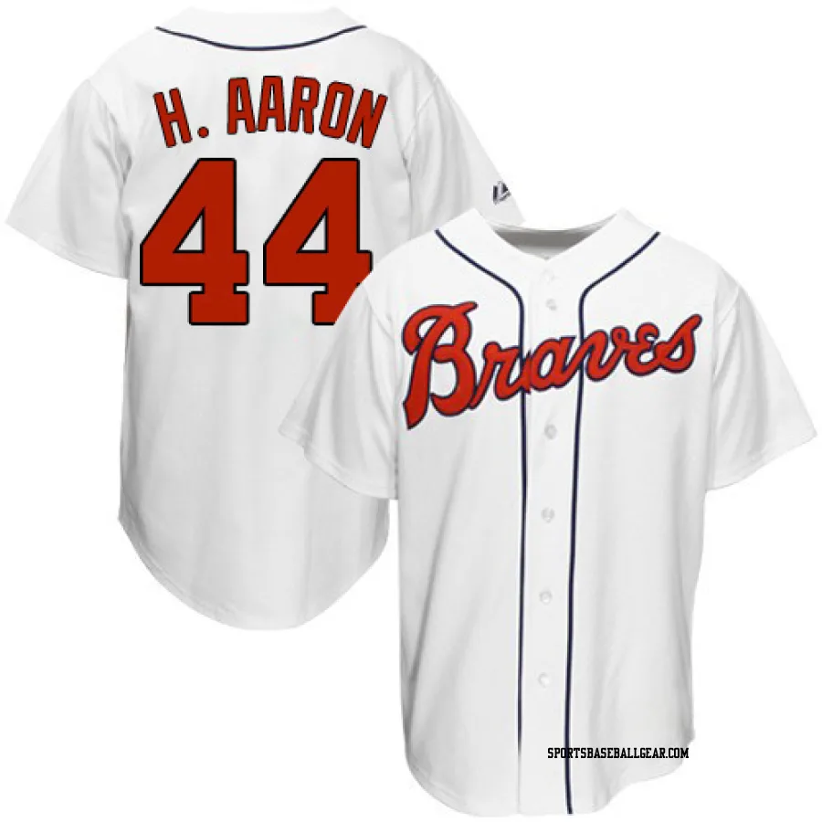 Hank Aaron Men's Atlanta Braves White Replica 1963 Throwback Jersey