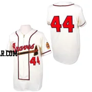 Hank Aaron Men's Atlanta Braves White Replica Throwback Jersey