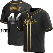 Hank Aaron Youth Atlanta Braves Black Golden Replica Alternate Jersey