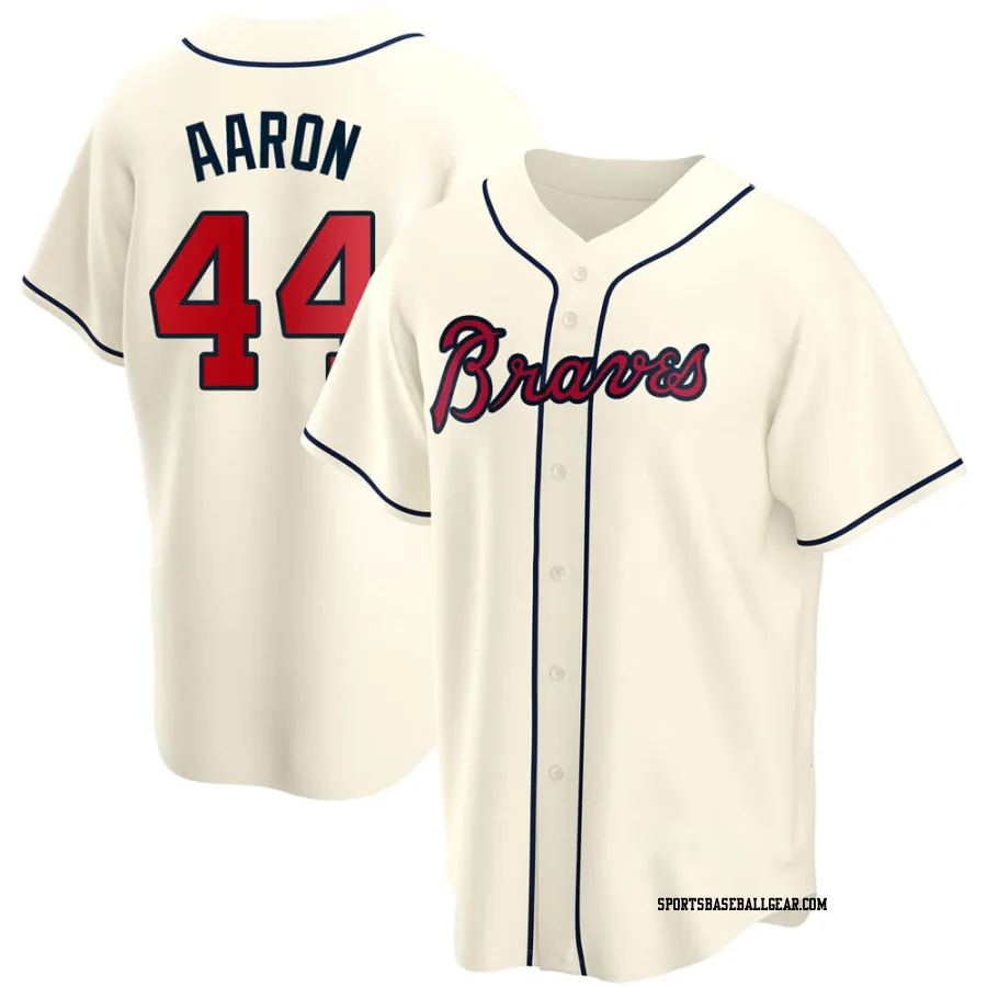 Hank Aaron Youth Atlanta Braves Cream Replica Alternate Jersey