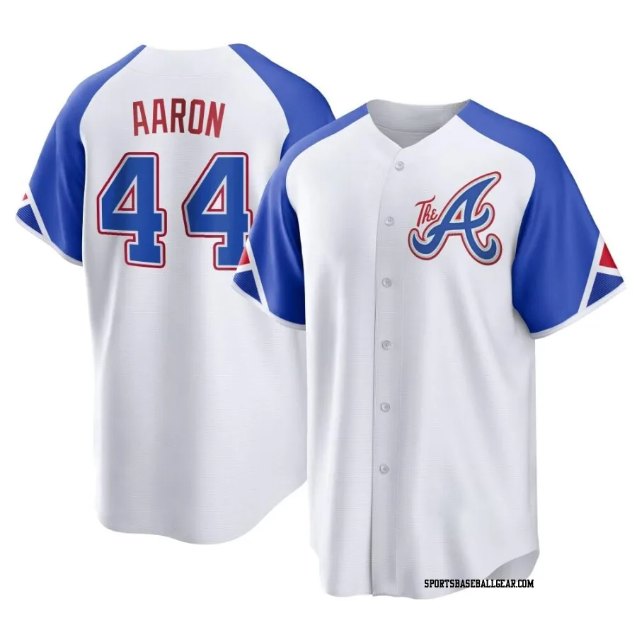 Hank Aaron Youth Atlanta Braves White Replica 2023 City Connect Jersey