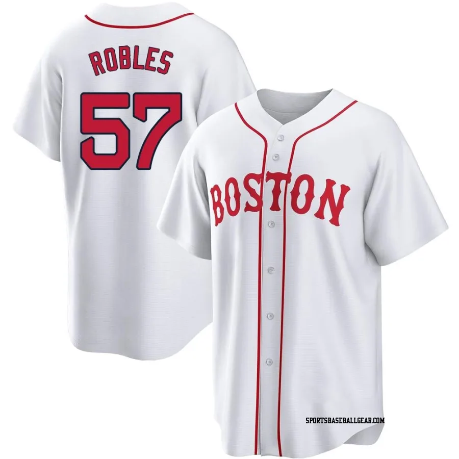 Hansel Robles Youth Boston Red Sox White Replica 2021 Patriots' Day Jersey