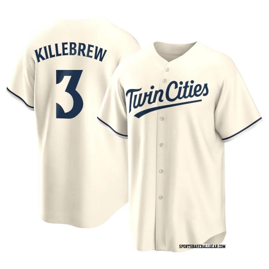 Harmon Killebrew Men's Minnesota Twins Cream Replica Alternate Jersey